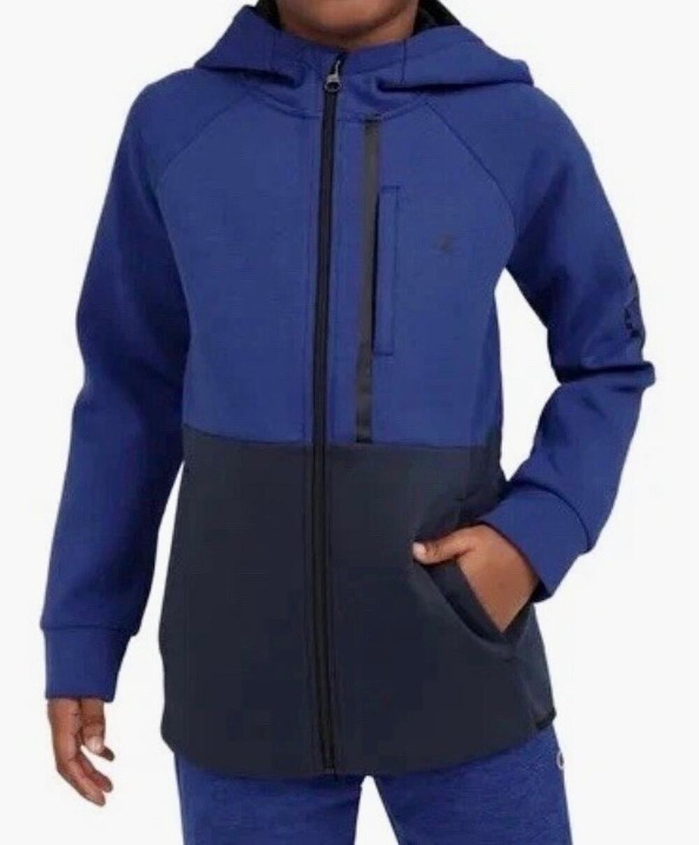 Champion Youth Active Full Zip Hoodie Breathable Pockets Blue/Black Size XS 5/6